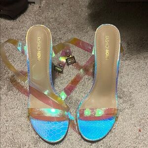 Fashion Nova Multicolor Iridescent Heels